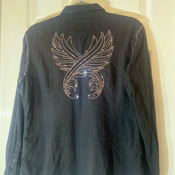 Arita Black Sequin Cowboy snap up Shirt - Picture 2 of 3